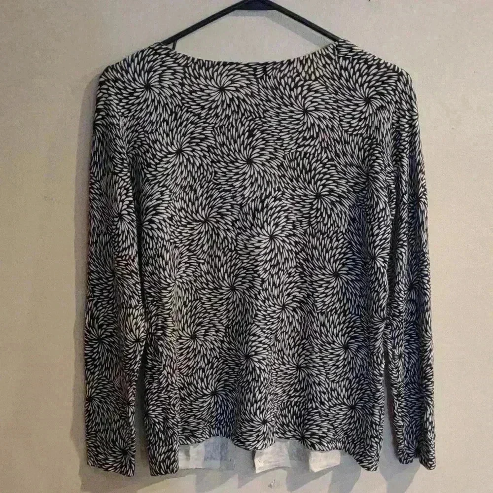 Belford black and cream silk blend long‎ sleeve cardigan women's medium
